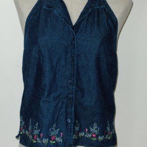 Women's Blue Jean Halter Top Small BOTTOM DOLLAR DROP!!!